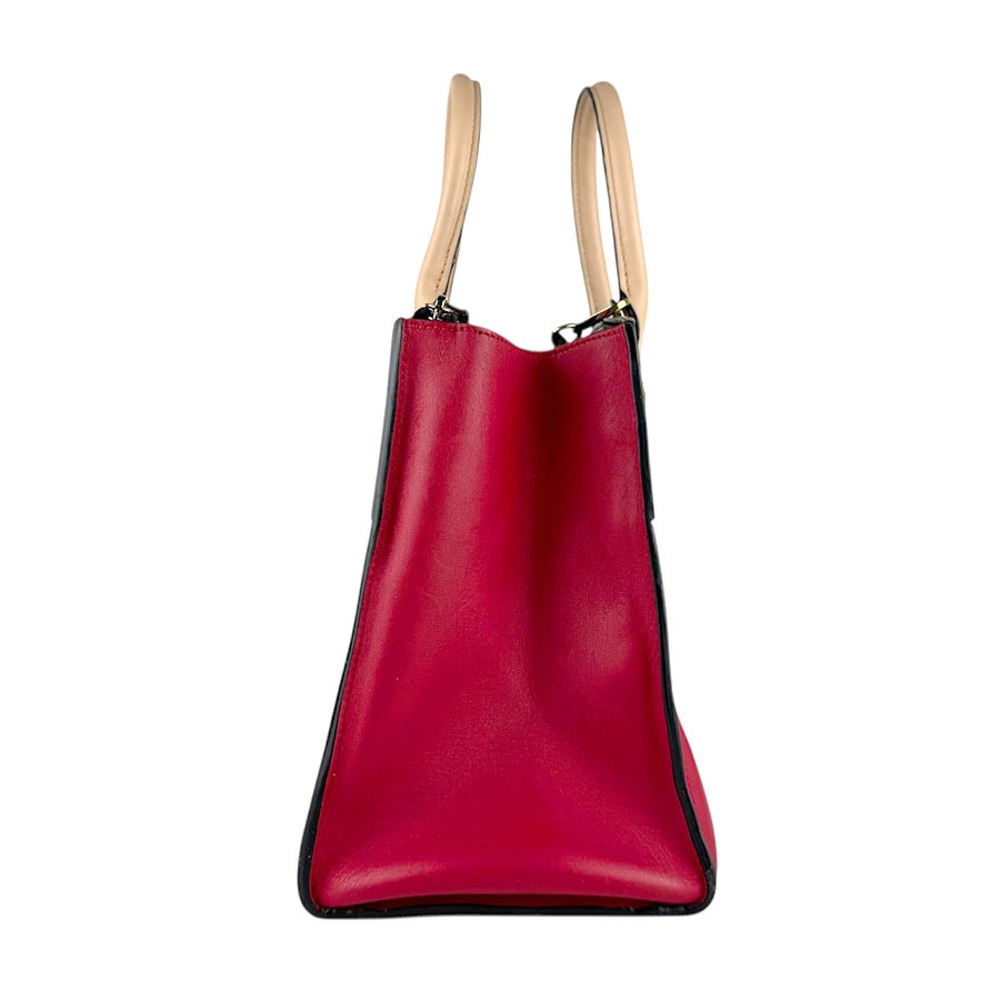 Louis Vuitton 2way Red Bag City Shoulder Leather Black Beige Steamer